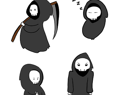 grim reaper cartoon character characterdesign creative cute death expressions grim grimreaper illustration