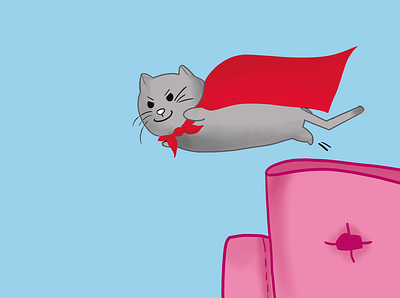 super cat cartoon character creative cute illustration