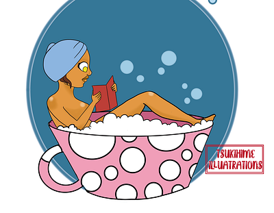 bathgirl cartoon character cute fantasy illustration