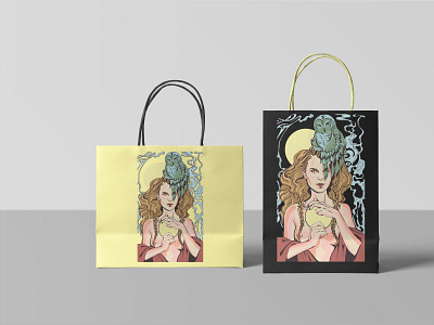 Paper Shopping Bags art design drawing fashion illustration pictures portrait vishart арт дизайн одежды художник