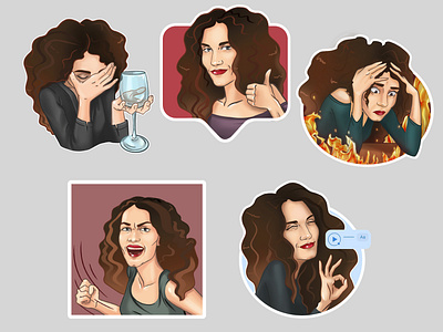 Manager Stickers 2d art branding curls digital drawing emotion fantasyart illustration pictures portrait procreate smile vishart