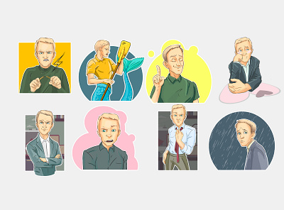 Director stickers 2d art design drawing emotion fashion illustration man vishart художник