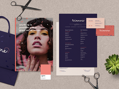 Rianne Hair & Beauty brand design brand guideline brand identity branding colour palette design logo logo design logotype typography