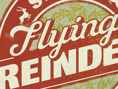 Flying Reindeer christmas distress holly reindeer santa typography