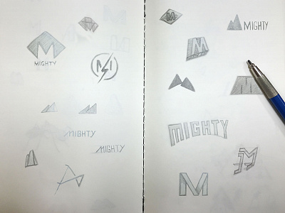 Mighty Sketches icons lead logo m mighty process sketches