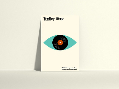 Trolley Stop Record Shop Poster adobe adobe photoshop branding design graphicdesign illustration illustrator logo midcenturymodern minimalist poster design typography vinyl record