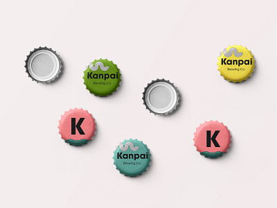 Kanpai Brewing Co Caps adobe adobe photoshop beer cap branding design graphicdesign illustrator logo