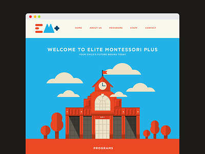 EM+ Web Design education icons illustration montessori school web design website
