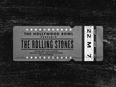 Ticket Stub - Type (11) 100 day project concert hollywood music rock n roll rolling stones ticket type typography venue