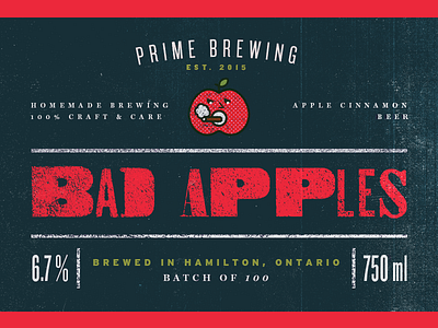 Bad Apples Brew - Type 24 100 day project apple bad apple brew craft beer label texture type typography