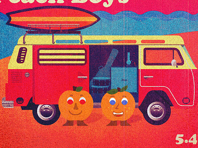 The Peach Boys Beer Label beer brew craft label parody peaches surfing the beach boys volkswagen bus