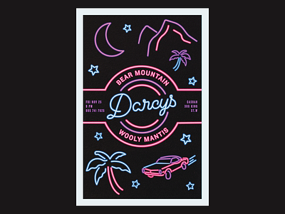 Darcy's Gig Poster 80s concert darcys gig poster live music neon pop poster rock show venue