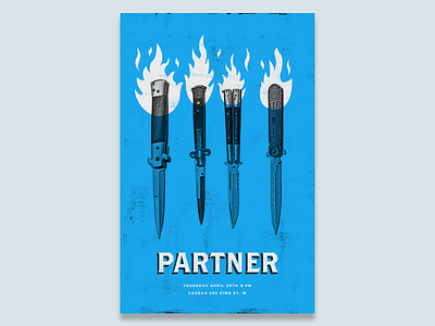 Partner Gig Poster band fire gig poster knife live music texture