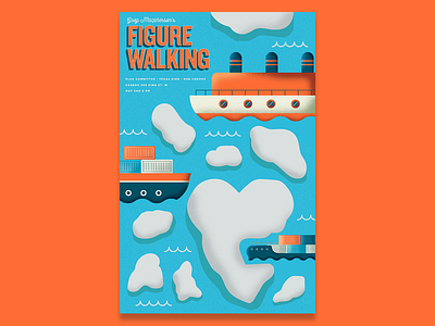 Figure Walking Gig Poster gig poster live music rock and roll sea ships texture venue