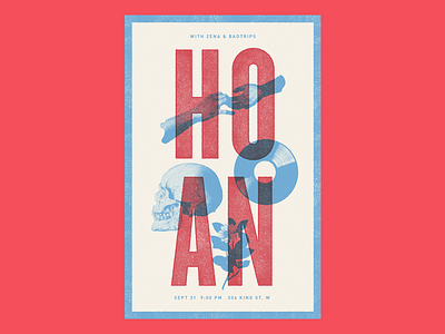 Hoan Gig Poster gig poster halftone hoan indie music overprint rock skull texture