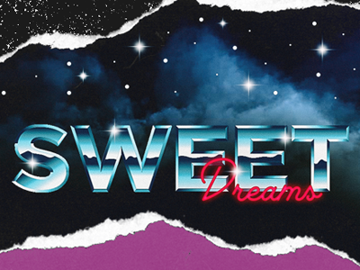 Sweet Dreams 80s typography neon night retro stars sweet dreams ugly
