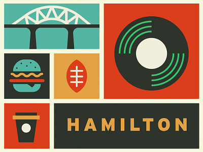 Mural burger coffee football hamilton illustration mural record