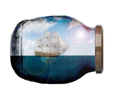Ship in a bottle. branding graphic design photoshop
