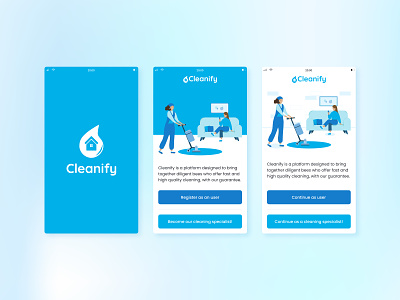 Cleanify - #1_role selection clean cleanify cleaning digital illustration illustration logo mobile mobileapp roleselection serviceapp splashscreen ui ux