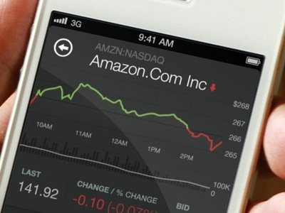 Stocks Highlight amazon amzn app clean dark ui easy flat graph green icon ios iphone red stocks ui web app