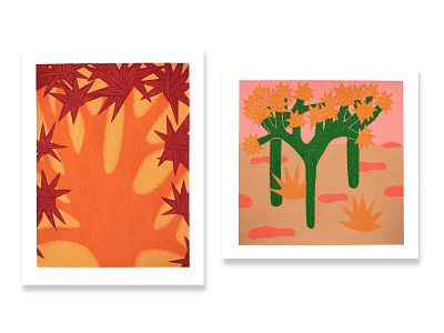Joshua Trees agave cactus california desert gouache hand drawn illustration joshua tree painting