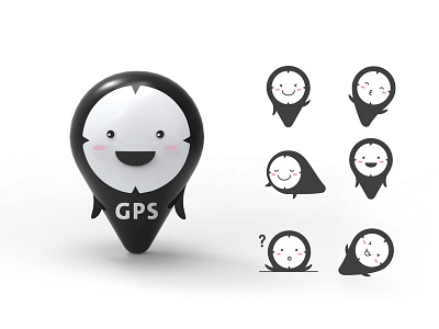 GPS 3d cartoon character expression gps illustration