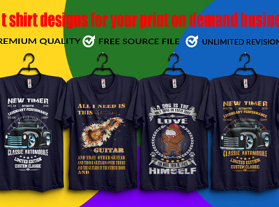 I will do bulk t shirt designs for merch, printful and teespring