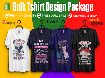 I will do bulk t shirt designs for merch, printful and teespring design illustration illustrator logo typography vector