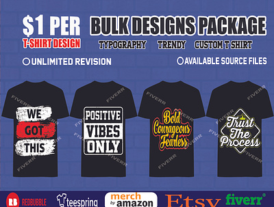 I will do bulk t shirt design for merch, printful and teespring