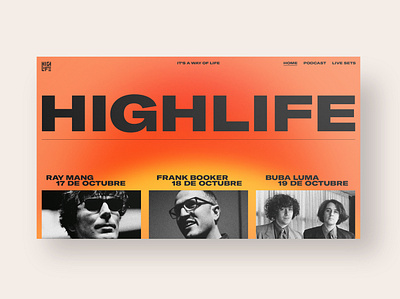 Highlife branding color festival gradient identity lineup logo music web website