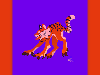 THE TIGER art colourful illustration illustration art orange purple tiger
