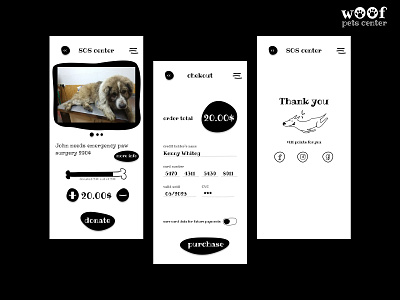 pets center p.2 paid for pets sos center app blackandwhite card illustration logo pets sos ui ux vector web