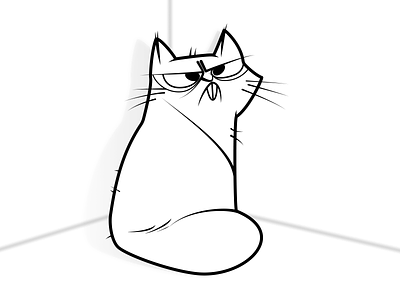 very funny cat art blackandwhite cat dailyui funny illustraion mood sad trend vector