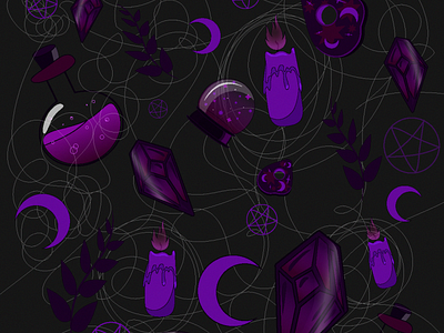 Spooky Pattern art artwork design digitalart flat graphicdesign illustration illustrator magic pattern pattern art pattern design vectorart