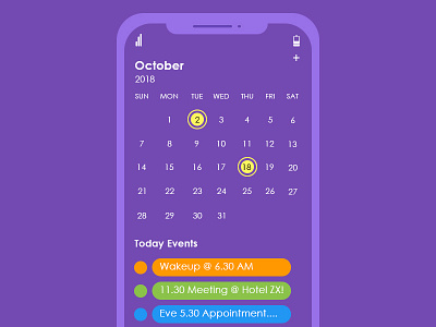 Calendar & Daily Events app calendar calendar app calendar design calendar ui clean date events interface list message mobile notification time uiux