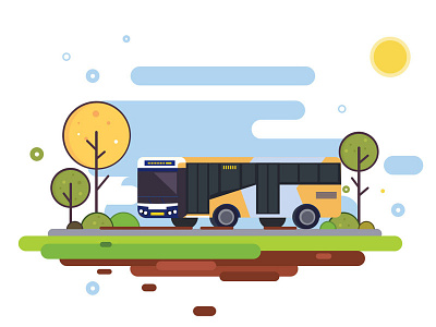 Illustrations | Daily 001# bus colorful illustration dribbble flat illustration forests icon illustration illustration pack illustrator road vector visual identity