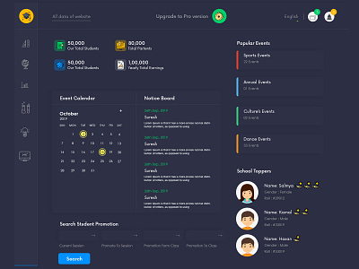 Dashboard Dark Interface | Student Datas | Dark Theme