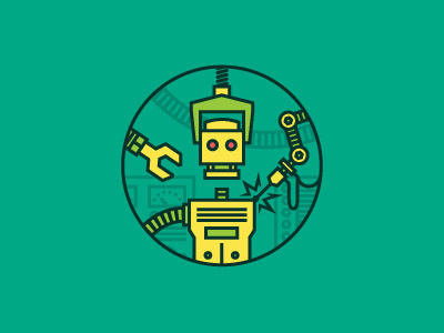 Make emblem illustration line make robot