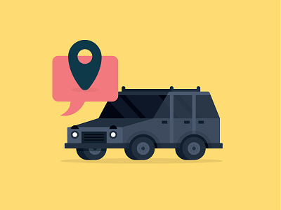 Vrooooom! car flat illustration location message uber