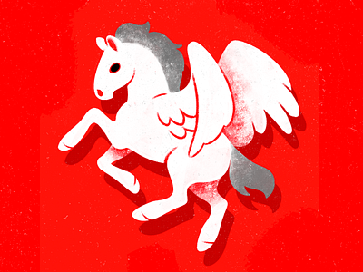 Pegasus in White I animal animal illustration black design horse illustration pegasus red white