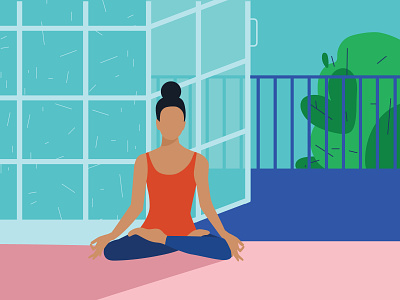 home yoga app flat illustration illustrator minimal vector