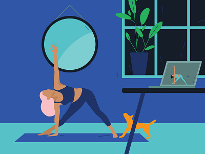 Home yoga app flat illustration illustrator minimal vector website