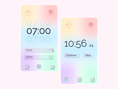 Mobile clock and alarm alarm clock design glass mobile neomorph neomorphism ui
