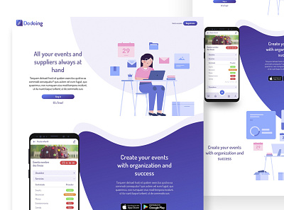 dodoing landing page app app design flat illustration landing page mobile ui ux web website