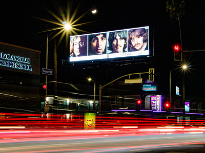 The Beatles Day/Night Transitioning Billboard adobe photoshop billboard ooa ooh out of home outdoor advertising sunset blvd the beatles