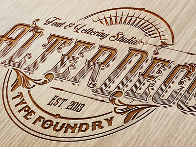 AlterDeco typefoundry logo experiment engraved logo mockup vintage