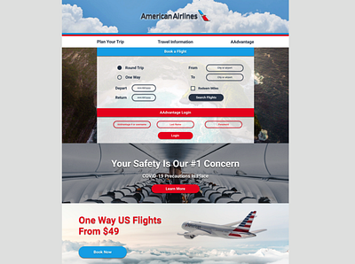 American Airlines Website Concept branding computer concept custom web design design web web design website