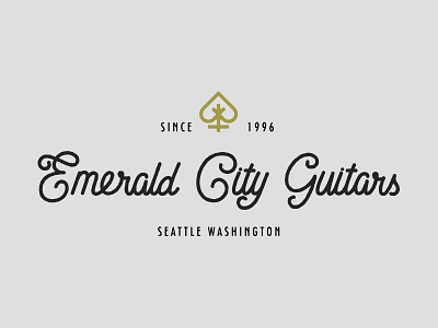 Emerald City city emerald guitars lettering logo music northwest script seattle vintage washington