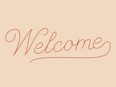 Welcome lettering line minimal mono orange script simple single weight welcome