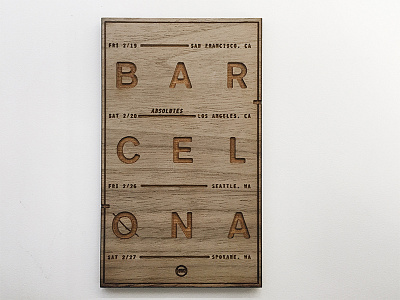 Barcelona Reunion Tour Poster burn cut grain laser layout poster type wood